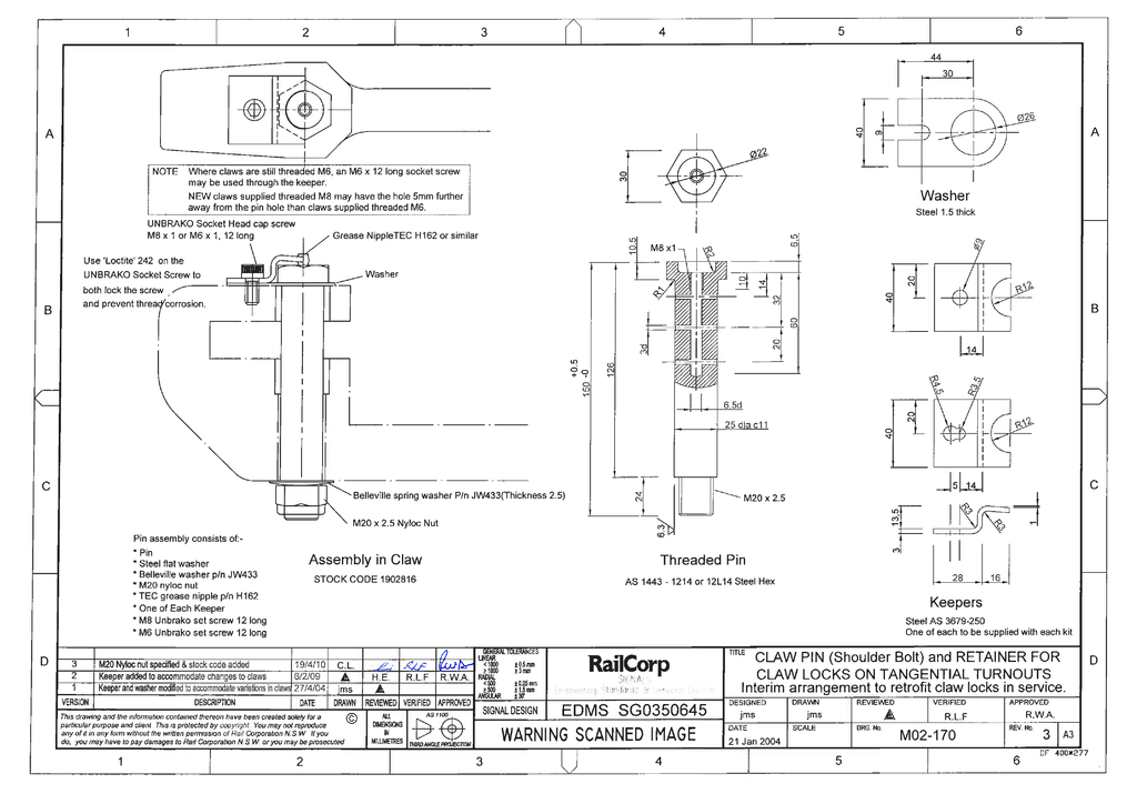 M02 170 Claw Pin Shoulder Bolt And Retainer For Claw Locks On Tangential Turnouts Manualzz