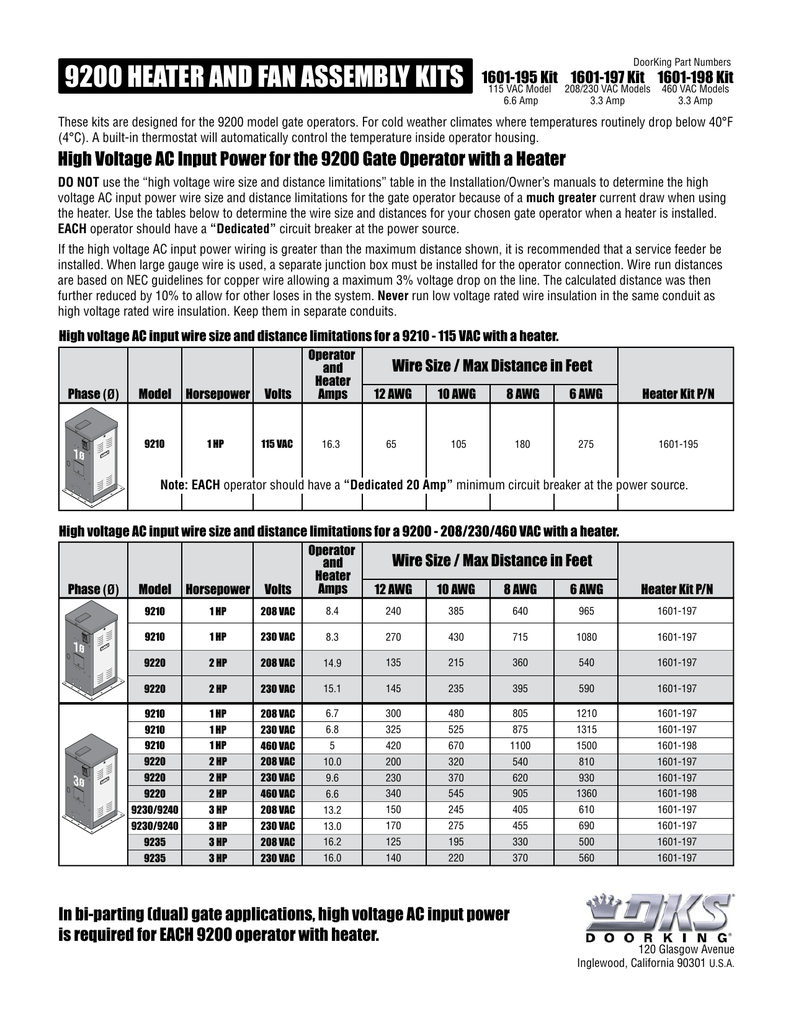 DKS 1601-195, 1601-197, 1601-198 Heater / Fan Kits User manual | Manualzz