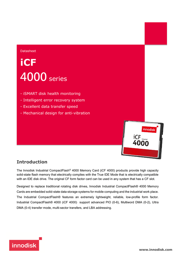 Industrial CompactFlash 4000 Memory Card 128MB INNODISK
