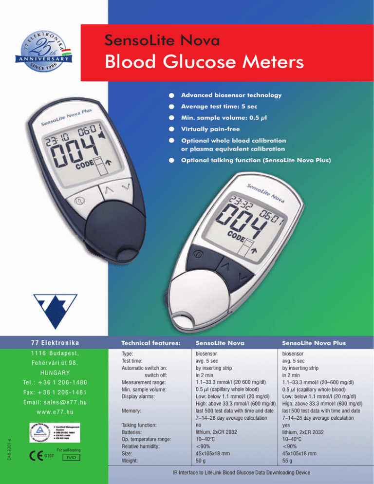 Sensolite Nova Sensolite Nova Plus Flyer Manualzz