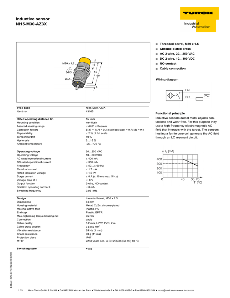 Datasheet For Ni15 M30 Manualzz