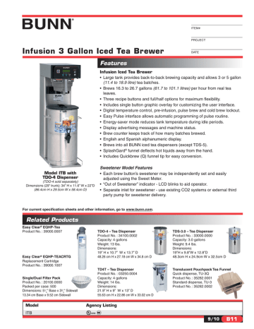 Bunn 41400.0001 ITB Infusion Iced Tea Brewer with Sweetener