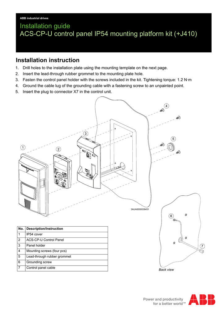 Abb Acq810 Panel Keypad Installation Guide Manualzz