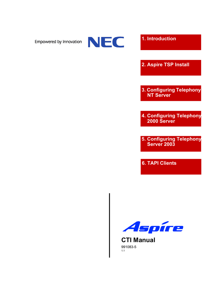 Nec Aspire Hardware Manual