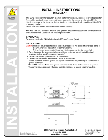 N INSTALL INSTRUCTIONS  DTK-2LVLP-F | Manualzz