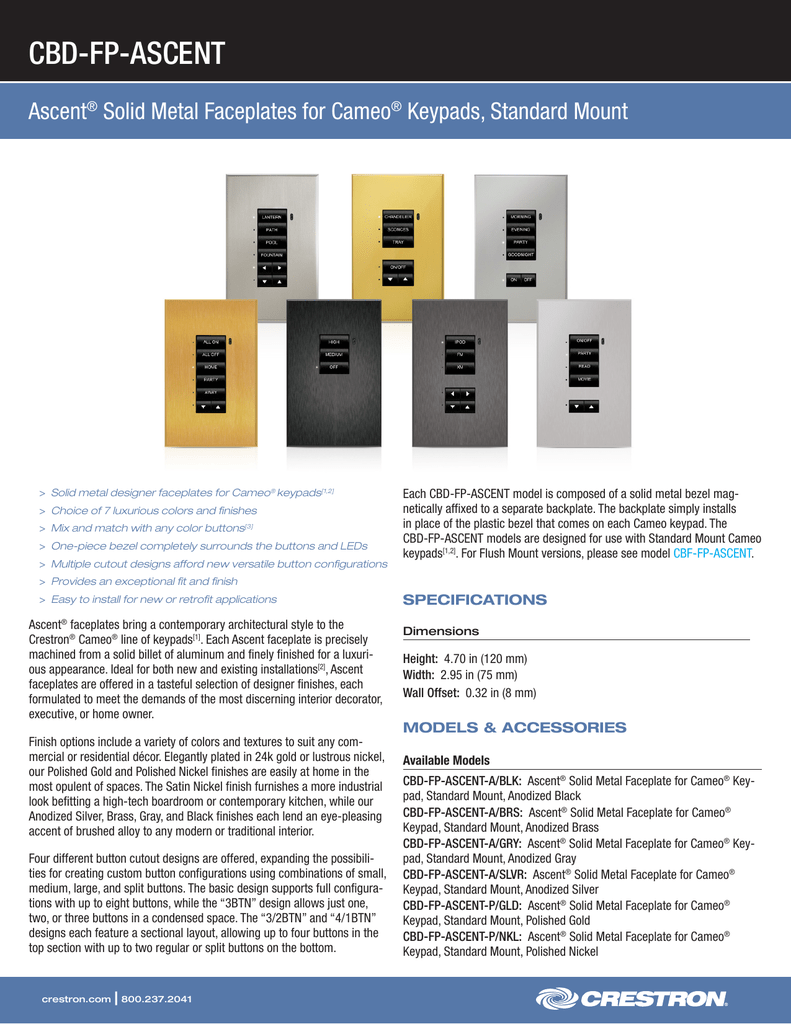 Crestron Zūm Keypads