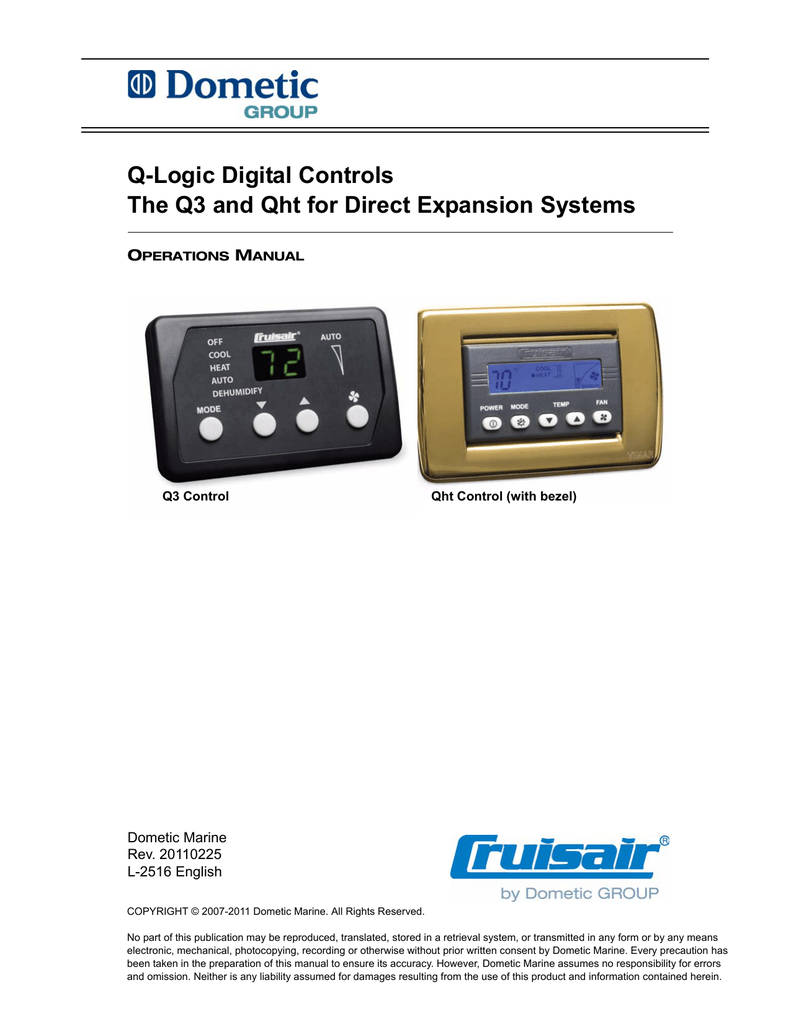 Q-Logic Control-Q3 and Qht Displays Operation Manual for DX Systems
