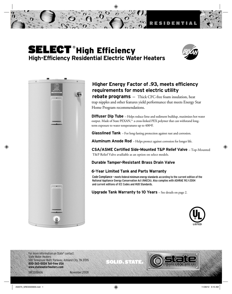 state select expert choice hot water heater