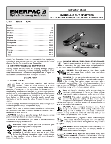 Enerpac NC-2432 Instruction Sheet | Manualzz