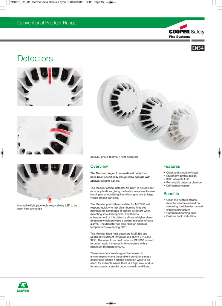 Conventional Detectors Specification Sheet Manualzz