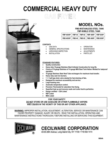 Amazon.com: Cecilware GMC-FMP40 Floor Model Gas Fryer w/ Stainless Steel  Tank 40 lbs : Home & Kitchen
