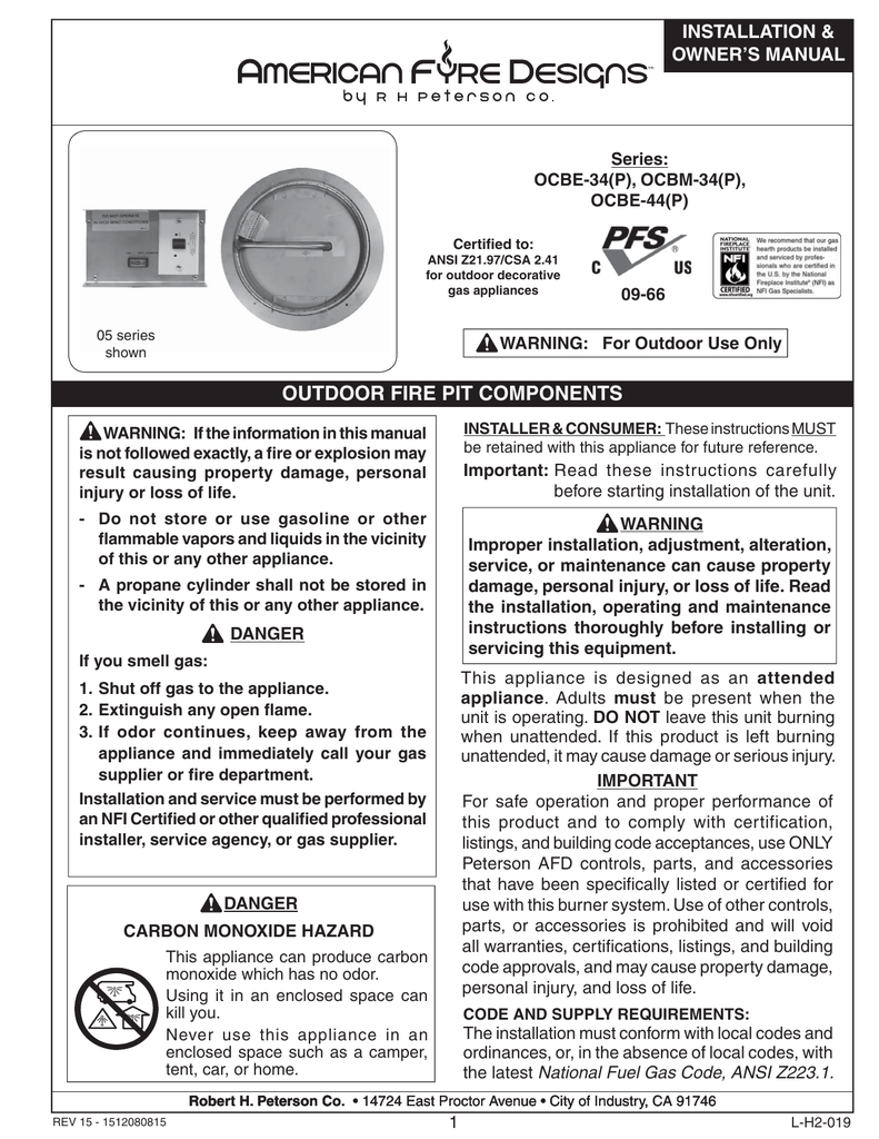 Ocb E M 34 44 Fire Pit Components Manualzz