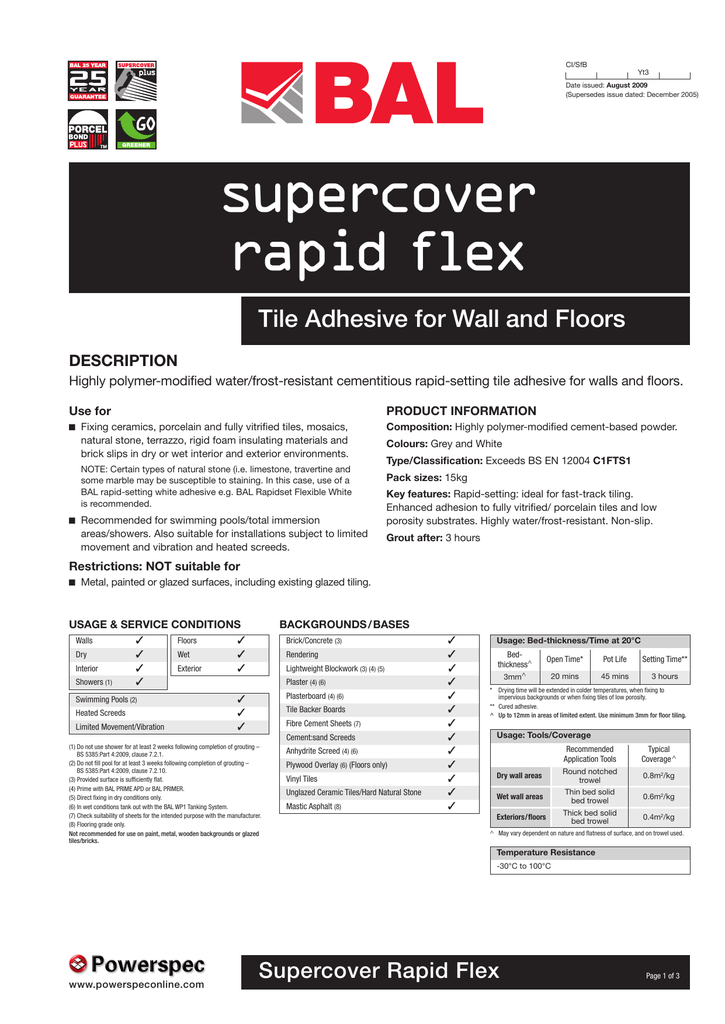 Bal Supercover Rapid Flex Fact Sheet Manualzz