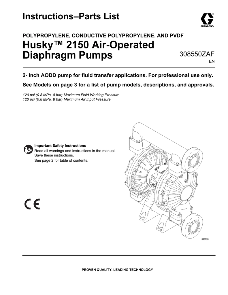 Graco 308550ZAF, Husky 2150 Plastic AODD Pumps Instructions Manualzz