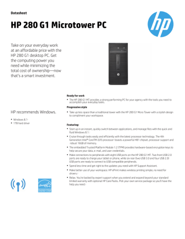 Hp 280 G1 Microtower Pc Manualzz