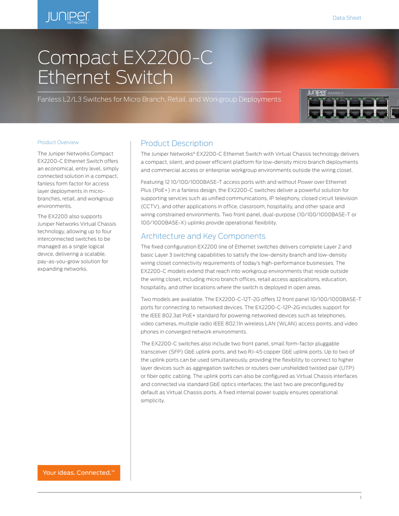 Juniper Ex2200c Datasheet Manualzz