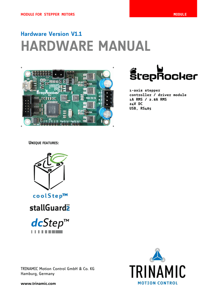 Trinamic Analog Devices Tmcm Steprocker Stepper Motor Driver Operating Instructions