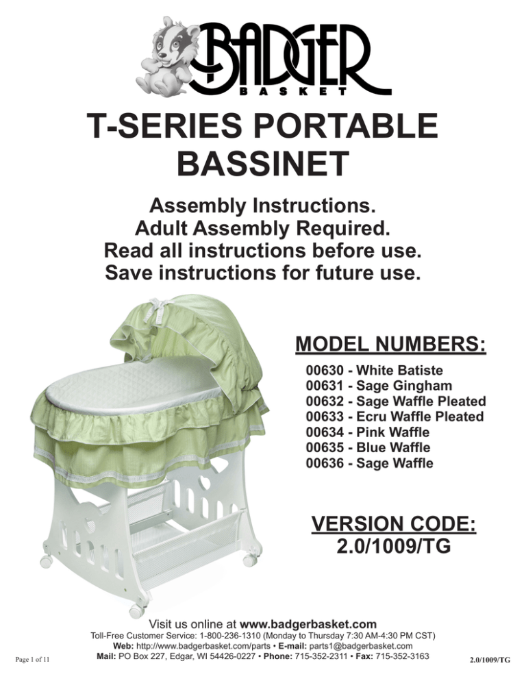 0063x 2 0 1009tg Assebmly Guide Manualzz 0063x 2 0 1009tg Assebmly Guide Manualzz, Badger Round Bassinet Instructions