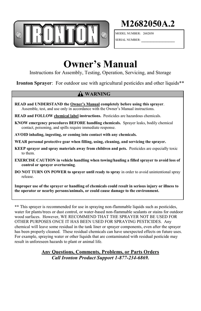 Ironton 2682050 Owner's Manual Manualzz