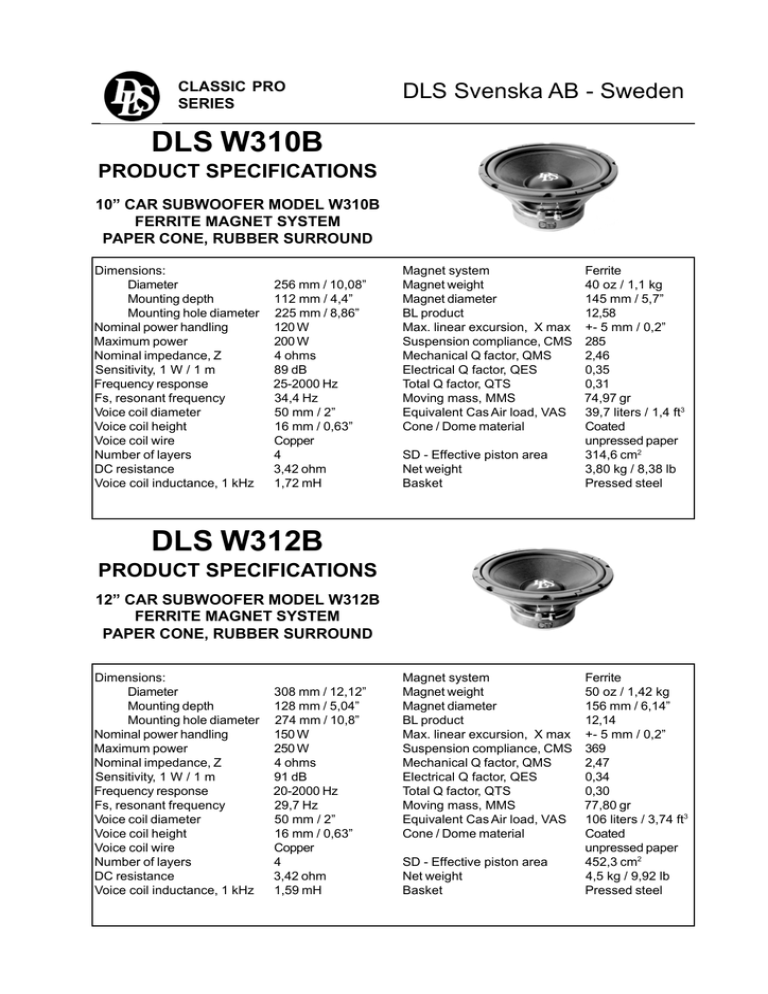 Dls W310b Dls Svenska Ab Sweden Product Specifications Manualzz