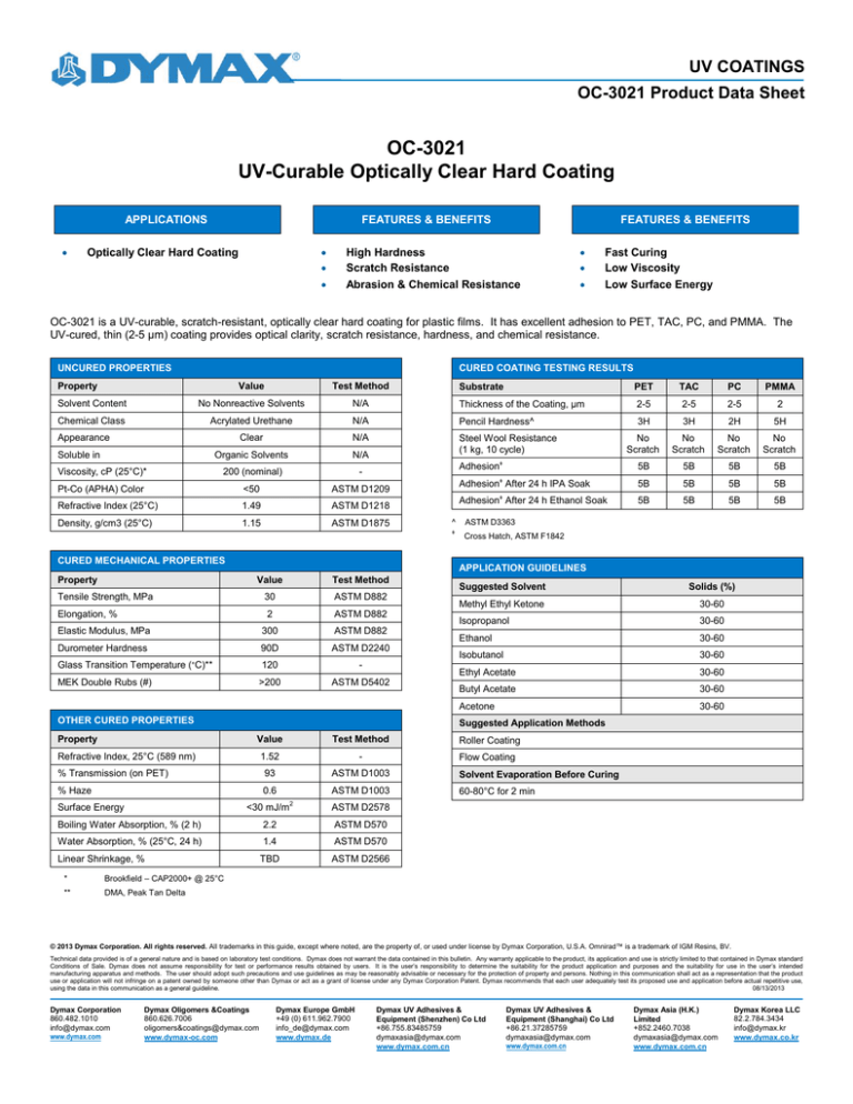 OC-3021 Product Data Sheet | Manualzz