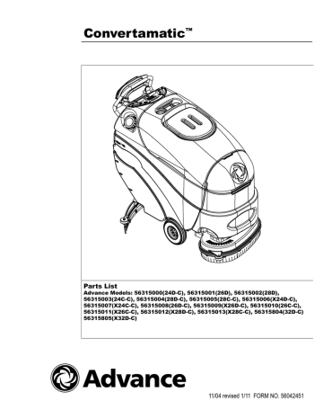Advance Convertamatic 26 Parts List | Manualzz