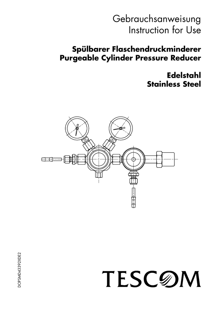 Purgeable Cylinder Pressure Reducer Instruction Manual Multi Manualzz