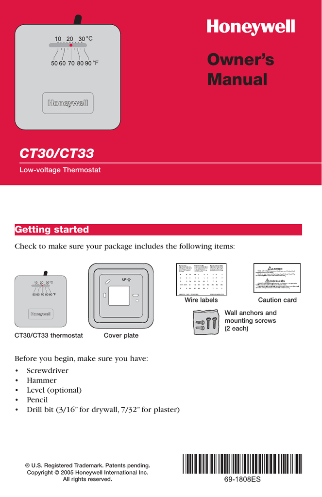 CT31A1003/E Thermostat Operating Guide for Honeywell CT31A1003/E Heat and Cool Non Programmable Thermostat | Manualzz manualzz