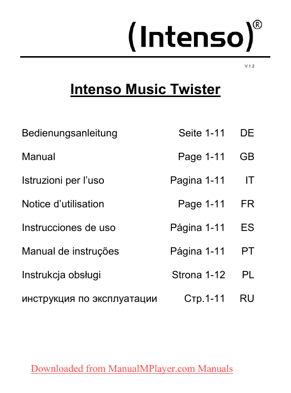Intenso Music Twister mp3 mp4 Player Manual Pdf Manualzz