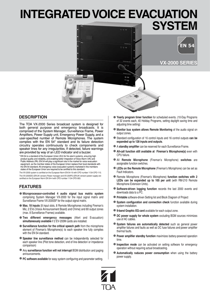 Toa Vx 00 Datablad Manualzz