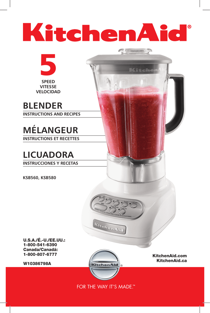 KitchenAid KSB580 Blender Owner Manual Manualzz