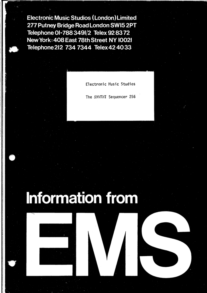 Ems Synthi Seq256 Ownersmanual Manualzz