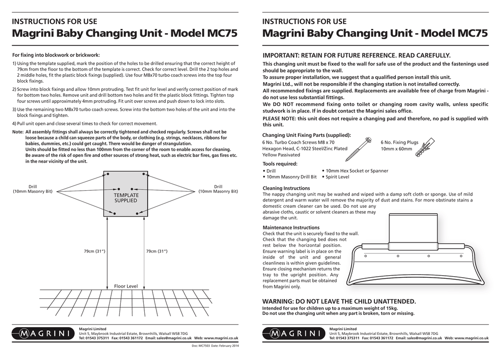 magrini baby change unit