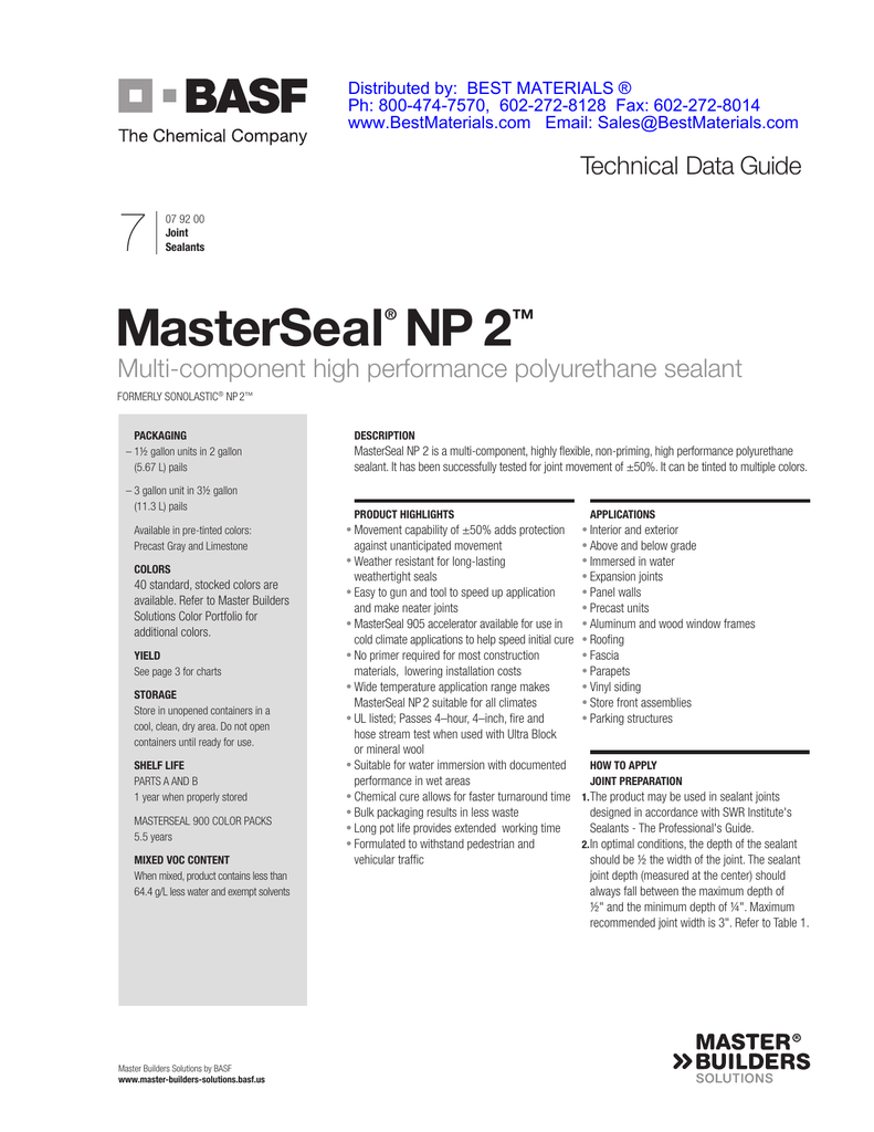 Masterseal Color Chart