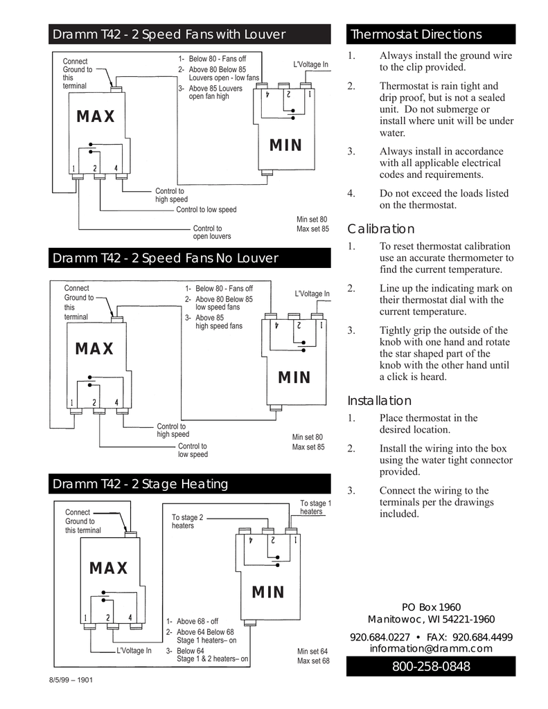 Dramm T42 2 Speed Fans with Louver Thermostat Directions 1. Manualzz