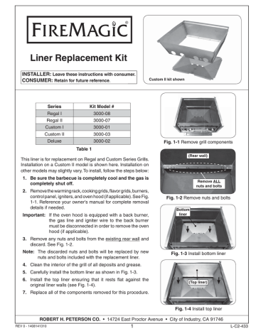 FireMagic Legacy Liner Replacement Kit manual | Manualzz