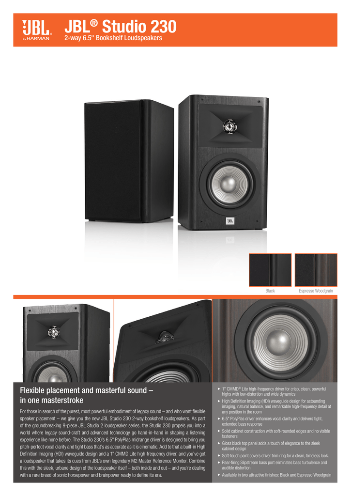 JBL Studio 230 ® Flexible placement and masterful sound – | Manualzz