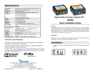 muxlab digital to analog audio converter and downmixer