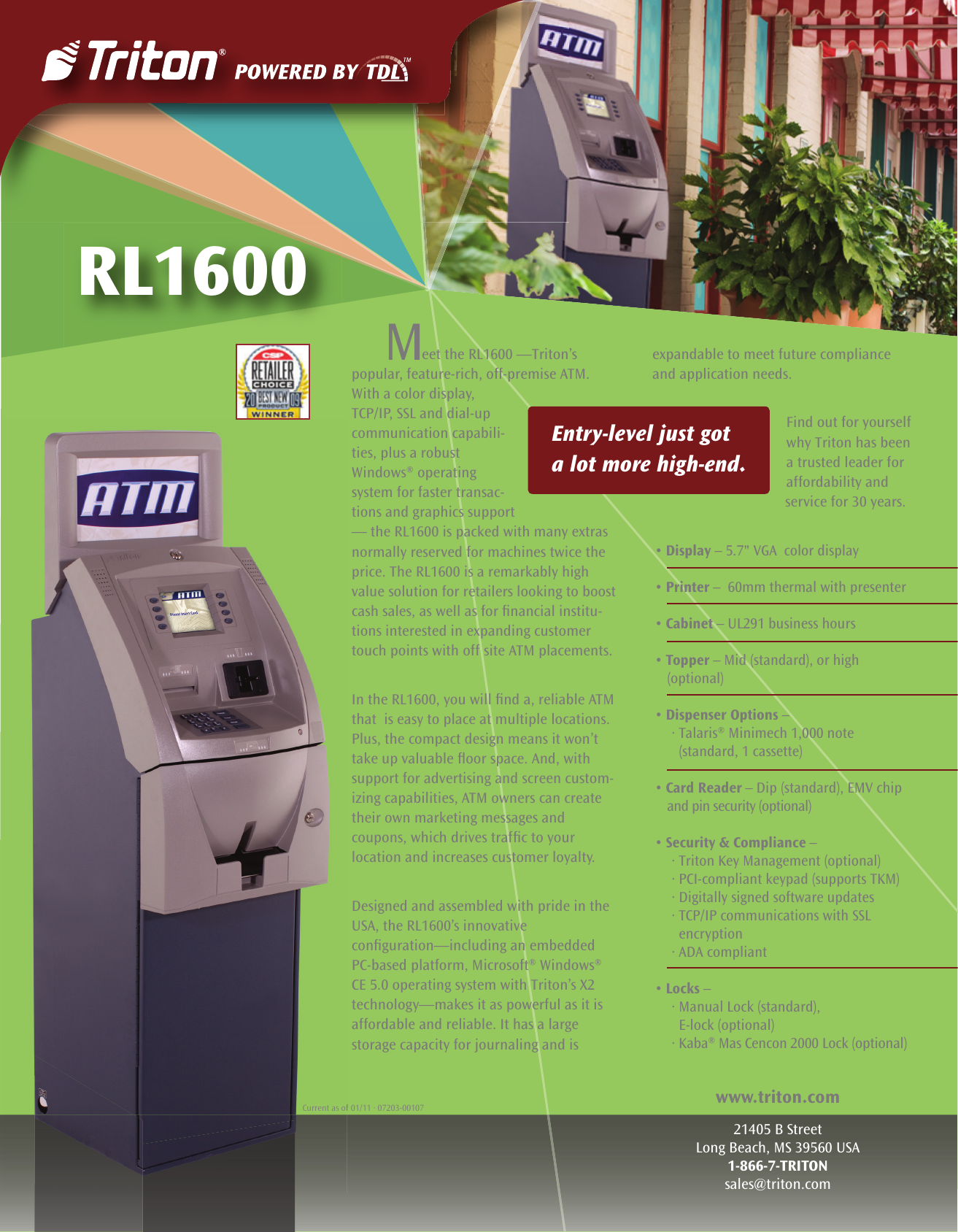 Triton Rl1600 Atm Machine Fact Sheet Manualzz