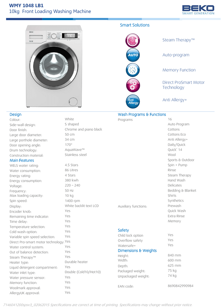 Notice Utilisation Lave Vaisselle Beko Prosmart Inverter