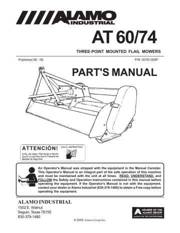 Alamo AT60 AT72 Flail Mower Parts Manual | Manualzz