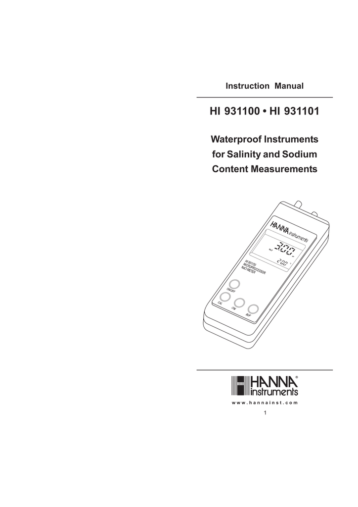 Hanna Instruments HI 931100 Instruction manual Manualzz