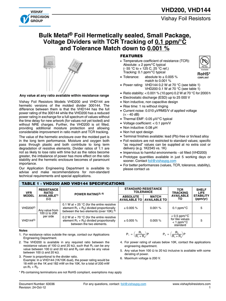 Datasheet For Y5076v0433bv9l By Vishay Precision Group Manualzz