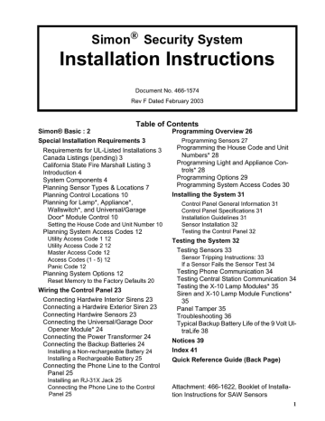 Interlogix ITI Simon II Installation Instructions | Manualzz