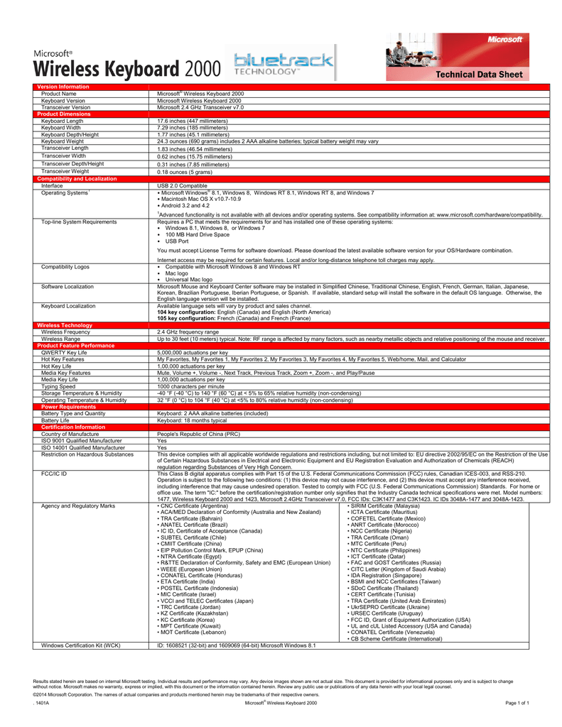 microsoft wireless keyboard 2000 manual
