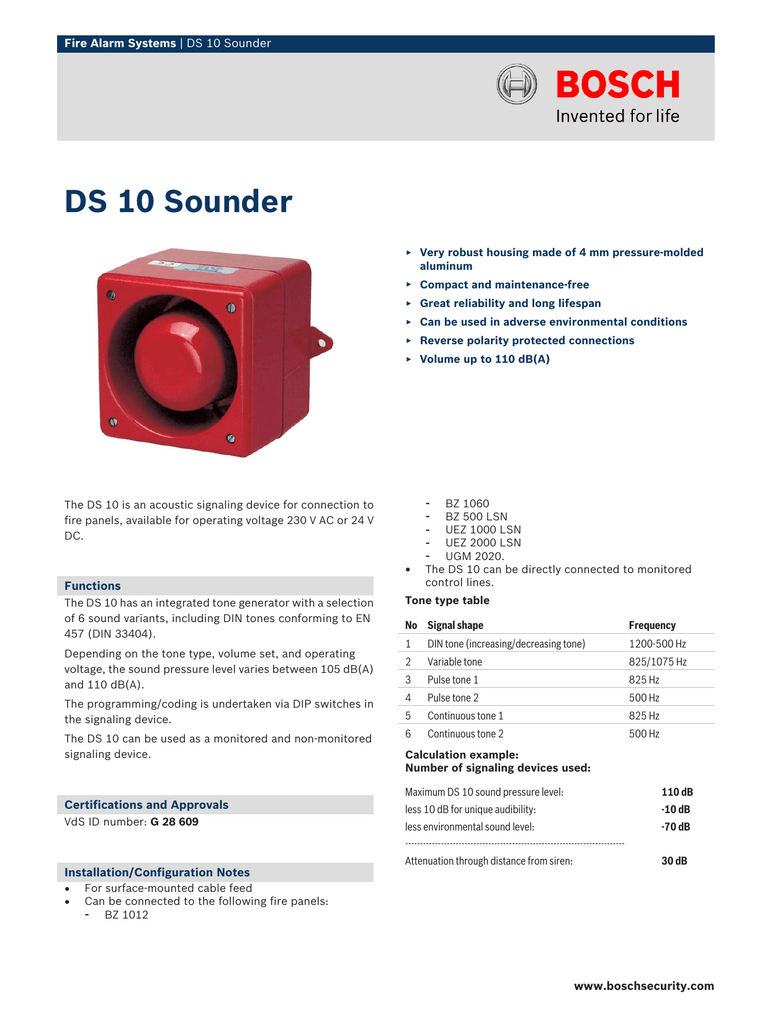 Ds 10 Sounder Fire Alarm Systems Manualzz