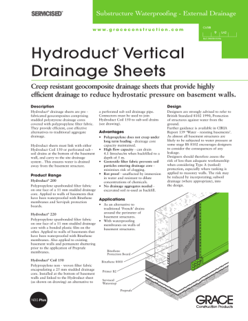 Hydroduct Vertical Drainage Sheets Manualzz
