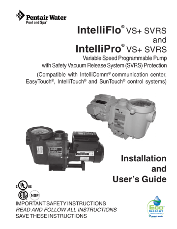 IntelliFlo Pentair IntelliFlo IntelliPro VS+SVRS : owner’s manual ...