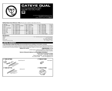Cateye Dual Cc Du100 Cc Du1oo User Manual Manualzz