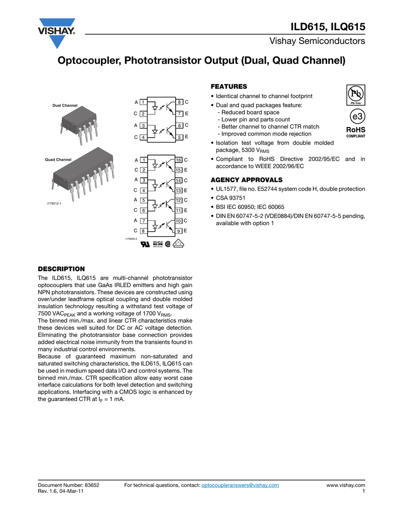 CASE DIP8 MAKE Vishay Semiconductor ILD615-3 Opto